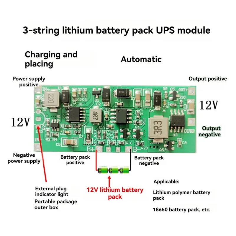 Module de batterie Li au Lithium 18650 amélioré, convertisseur élévateur, sortie DC 12V, carte de Protection contre les décharges et les chocs