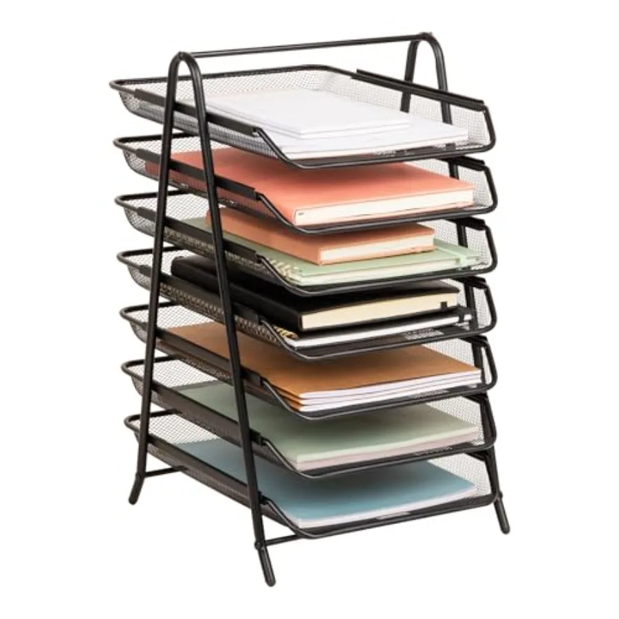 

Paper Tray, Desktop Organizer, File Storage, Office, Metal Mesh, Black