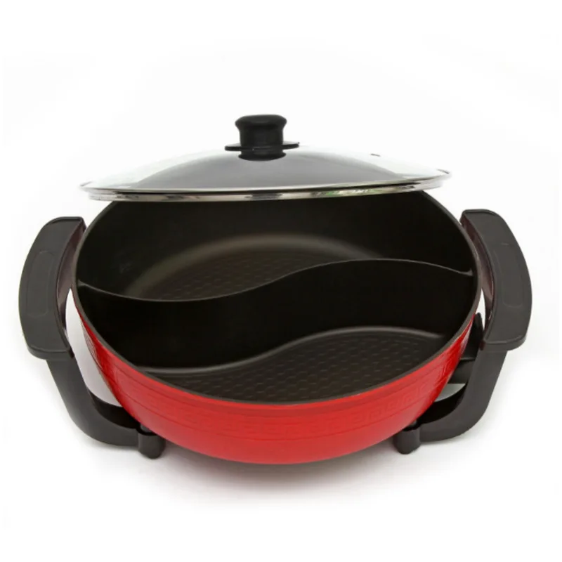 Large-capacity Korean electric hot pot, multi-function alloy cooling chassis, household mandarin duck electric hot pot