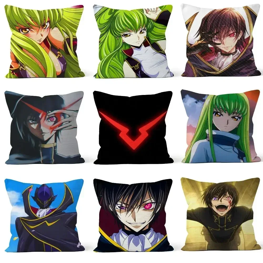 Anime Code Geass Lelouch C.C. R2 Zero Cushion Cover Throw Pillow Soft Short Plush Cozy Colorfast For Sofa Bedroom Home Decor