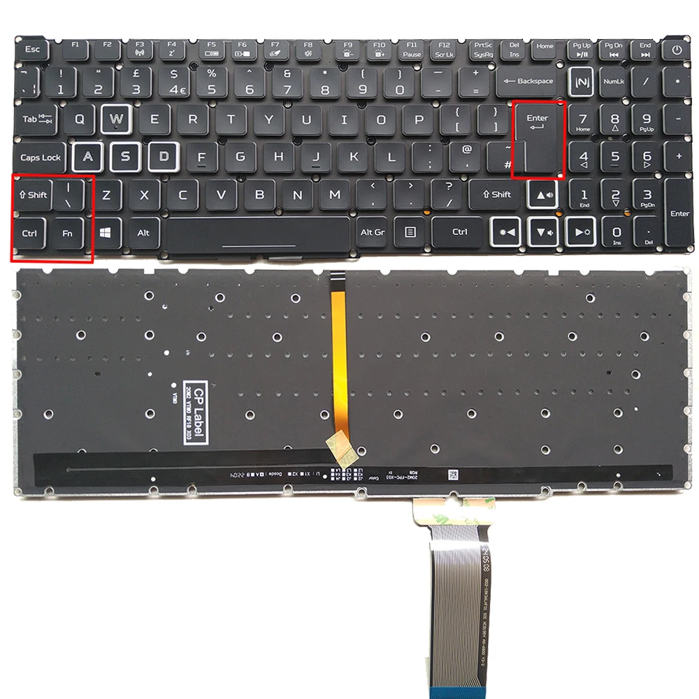 Teclado retroiluminado RGB del Reino Unido para portátil Acer Nitro 515-55-76LA