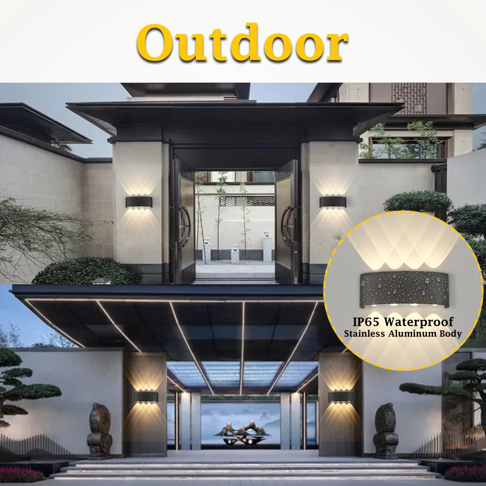 Outdoor Light Waterproof IP65 Garden Outdoor Lighting for Home 110V 220V 4W/6W/8W Led Wall Lamp Bedroom Bedside Lamp Metal Light