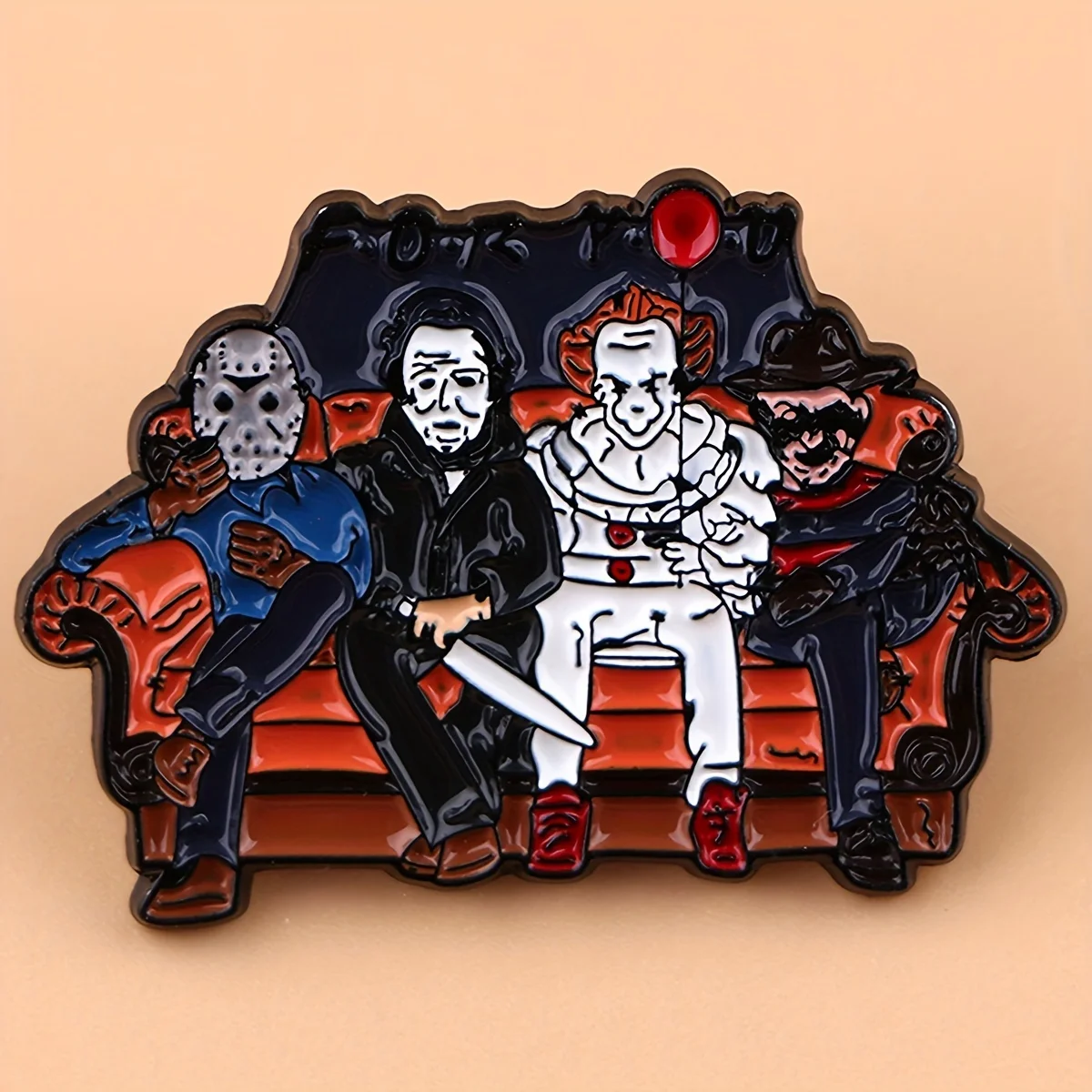 Jason Freddy Pennywise Michael Horror Characters Friends Enamel Lapel Pin – Cartoon Brooch, Retro Pins for Backpack, Hat