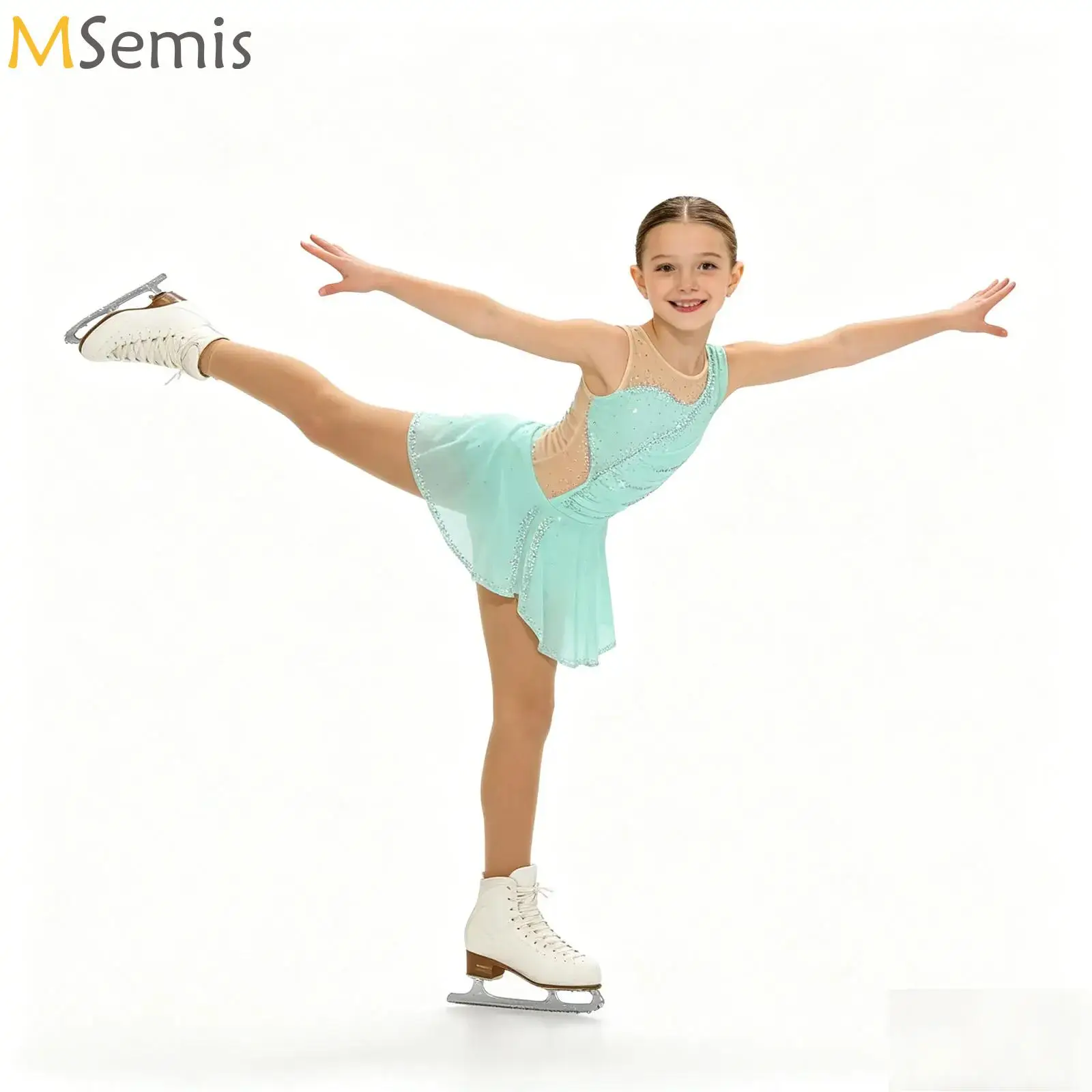 

Figure Skating Jersey Dresses for Girls Rhinestones Acrobatics Gymnastics Leotard Ballroom Lyrical Ballet Dance Costume Clothing