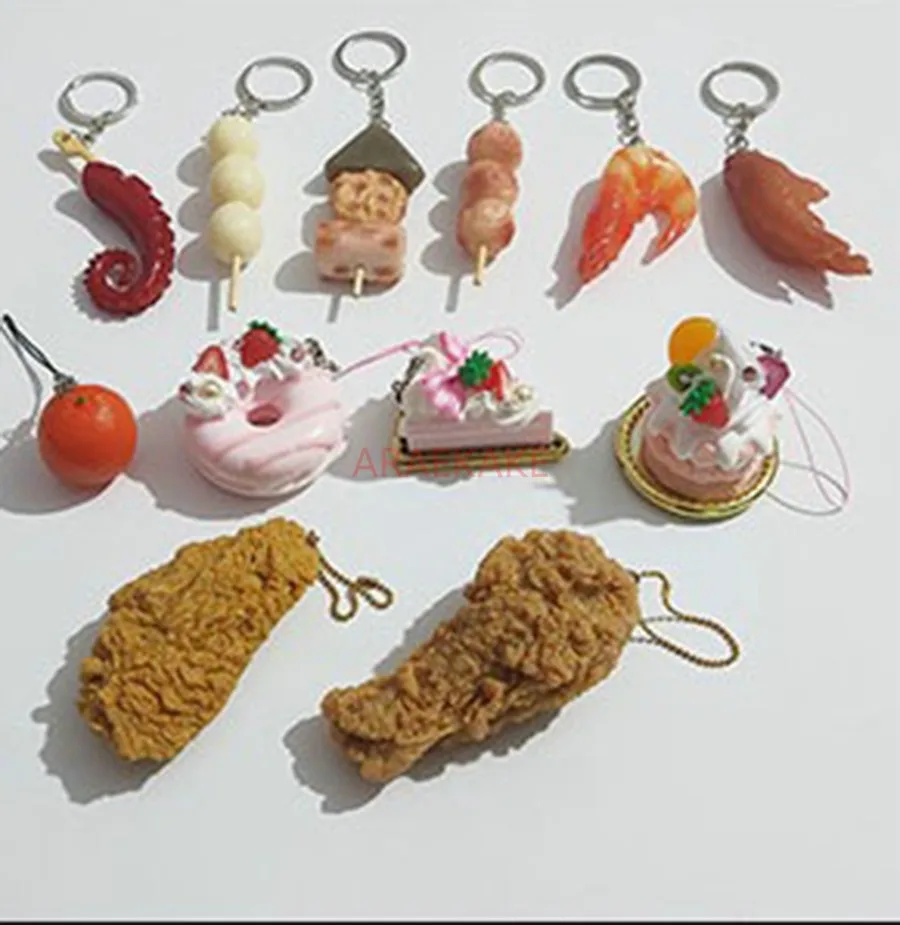 1PCS Simulated food chicken legs, chicken wings, cake, donuts, souvenirs, keychains, wallets, mobile phone pendants, small gifts