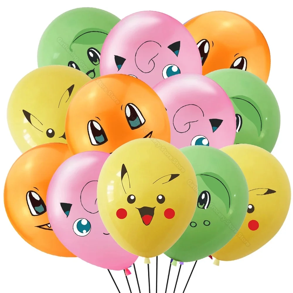 12pcs Pokemon Pikachu Charmander Latex Ballon Birthday Party Supplies DIY Toy Gifts Children Favor Party Decoration Scene Layout