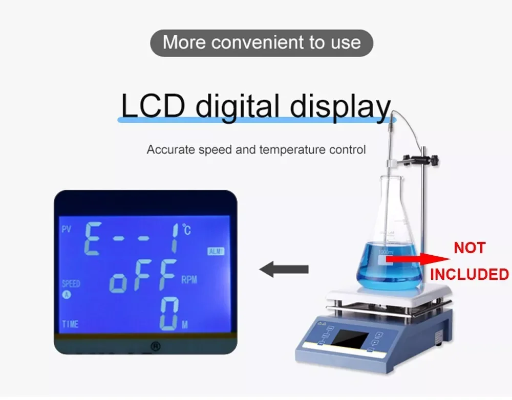 Pengaduk magnetik Digital Hotplate, Mixer magnetik laboratorium dengan 200-2000rpm 5L