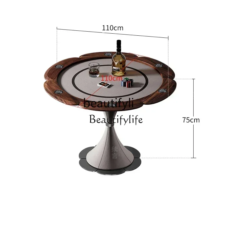 newWalnut poker table, villa furniture matching entertainment room special chess and card entertainment tabless - Image 6