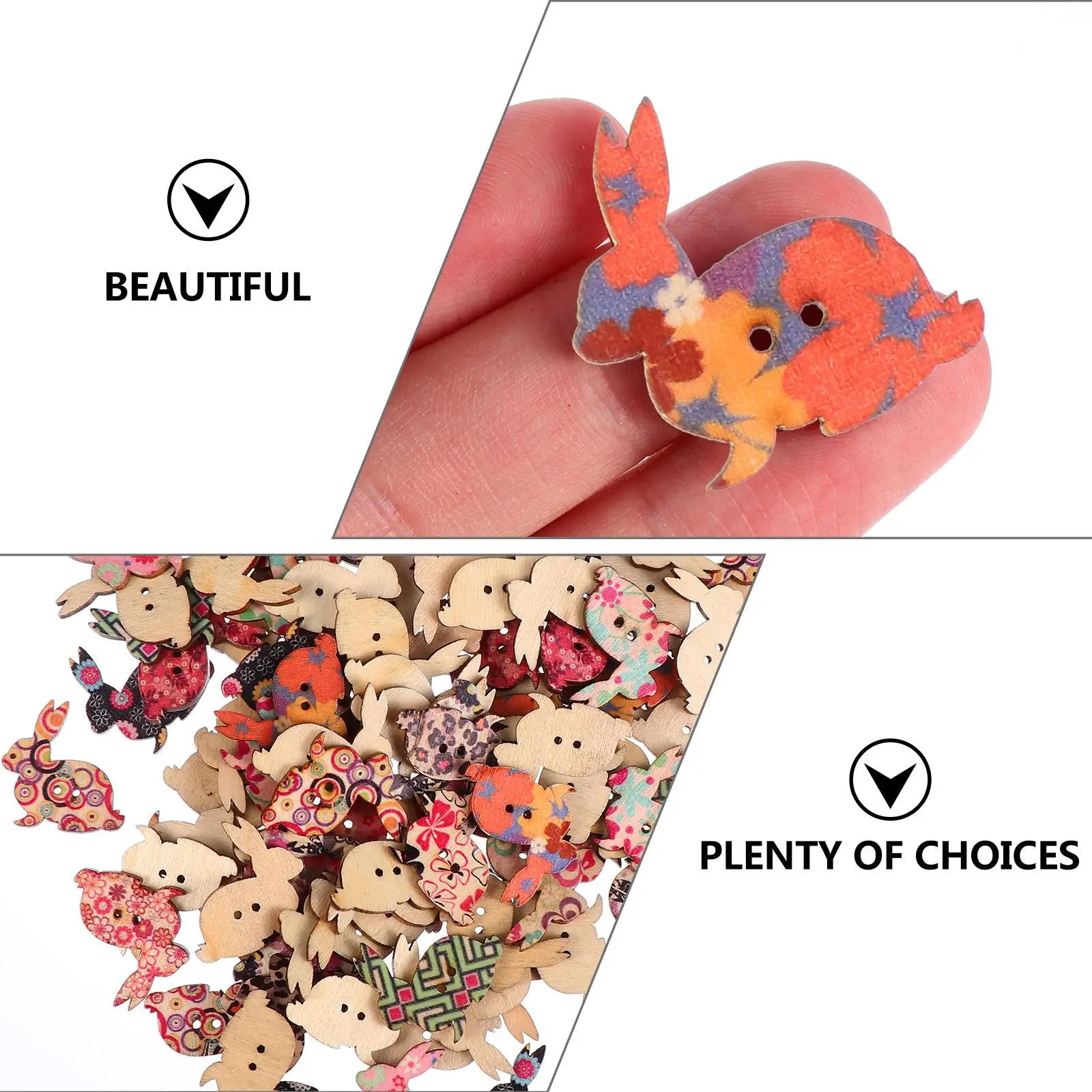 Rabbit Two Hole Button Printed Clothes Buttons Mixed Shaped Colorful DIY Sewing Easter Retro Decor
