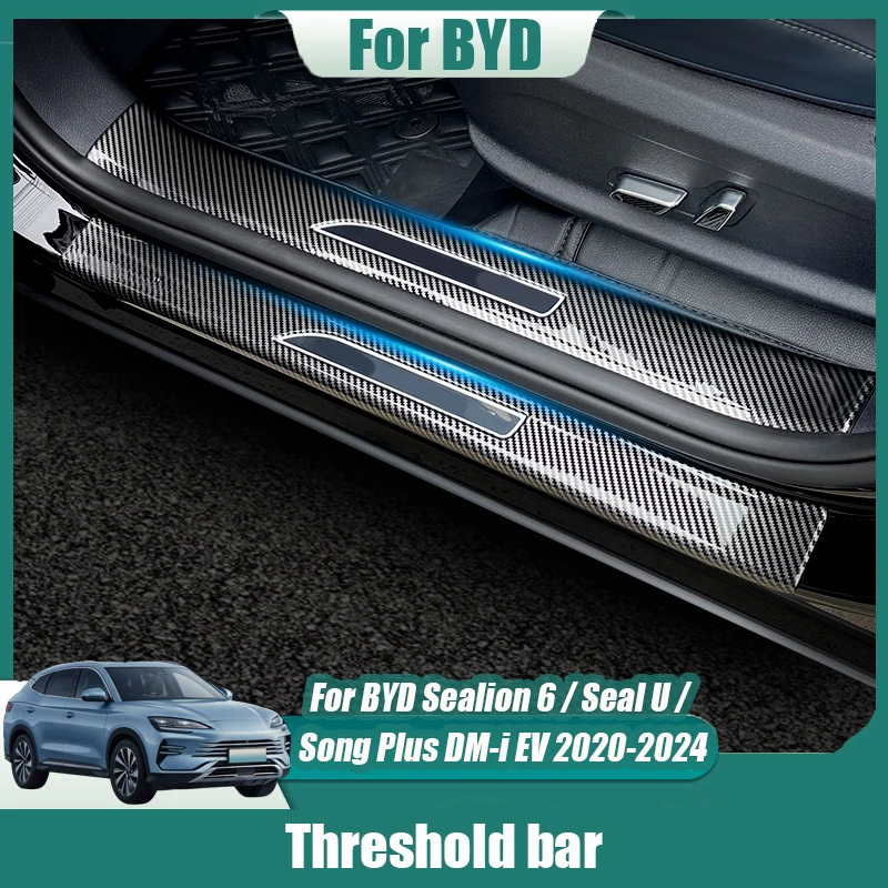 For BYD Sealion 6 Seal U Song Plus DM-i EV 2020 2024 Car door Threshold decorative strip sticker Interior modification