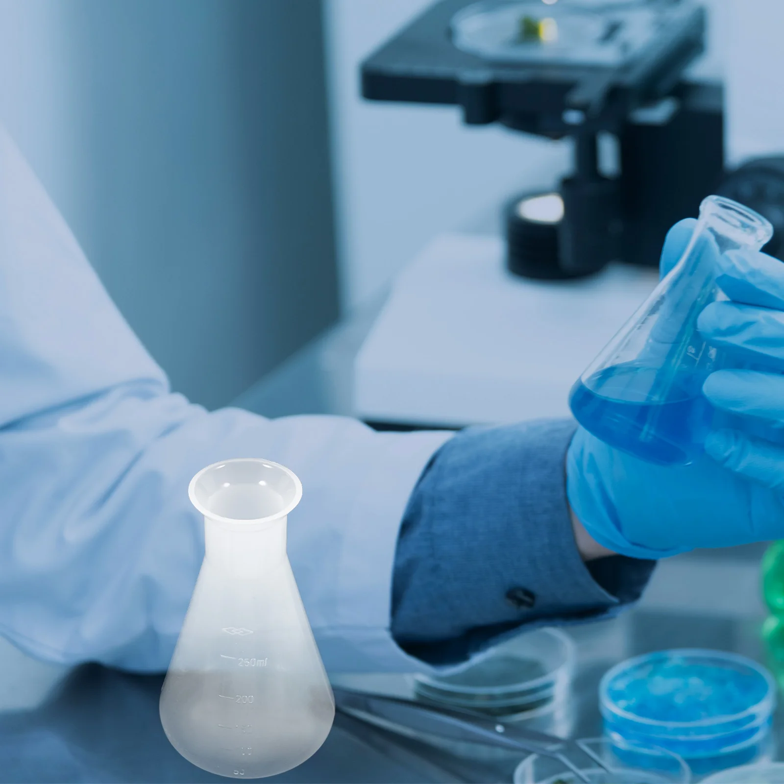 

2Pcs Plastic Chemistry Laboratory Flask 250ml Wide Mouth Erlenmeyer Conical Flask Experiment Tool Lab Erlenmeyer Flasks