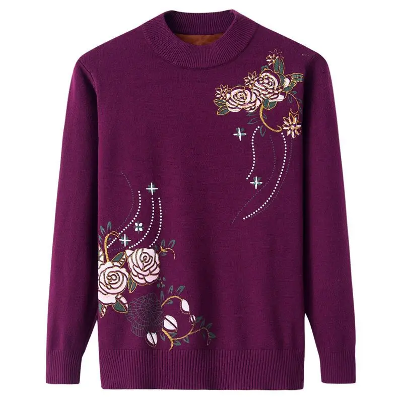 Elegant Printed Loose Knitted Warm Casual Sweaters Women\'s Clothing 2023 Winter Oversized Office Lady Pullovers All-match Tops