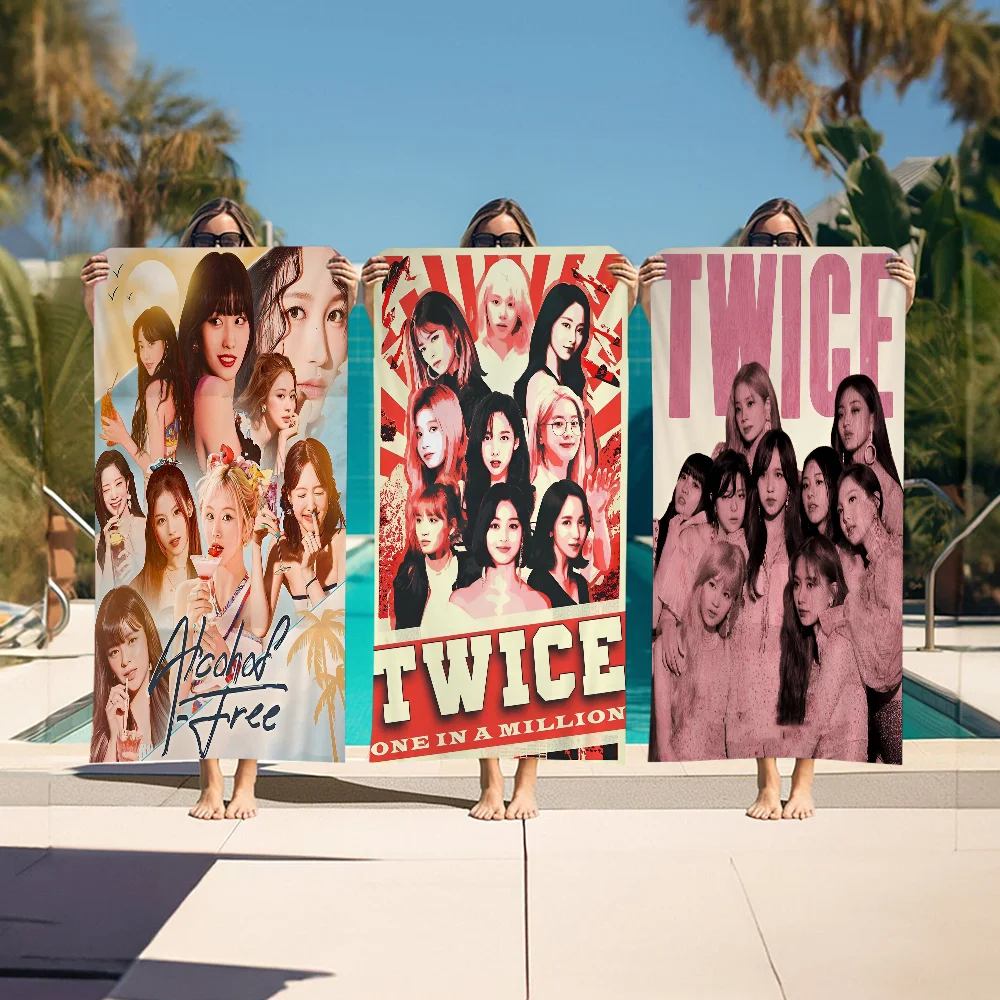 

Canvas Painting Kpop T-twice Anime Beach Swimming Towel Soft Absorbent Washcloth Children's Gifts For Kids Travel Camping Gym