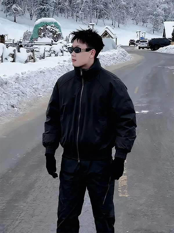 

Men's Cleanfit ort Thiened Stand Collar down Cotton Jaet Winter Warm Workwear Cotton Coat Youth Faion Casual Wear