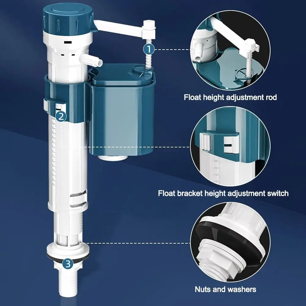 

Adjustable Toilet Cistern Fill Valve Silent Replacement Toilet Float Valve Bottom Siphon Dual Flush Water Tank Inlet Valve