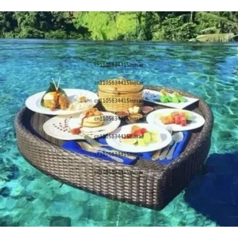 Hotel Villa Swimming Pool Dining PlateRound Rattan Heart-shaped Basket Water Floating Tray B & B