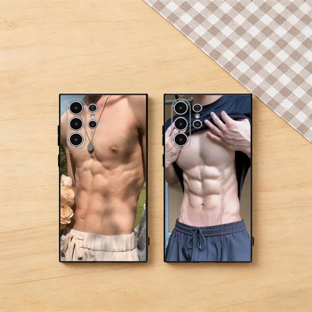 Male Abdominal Muscle Phone Case for Samsung Galaxy S22 S23 S24 S25 FE Ultra 5G Silicone Classic Shockproof Case