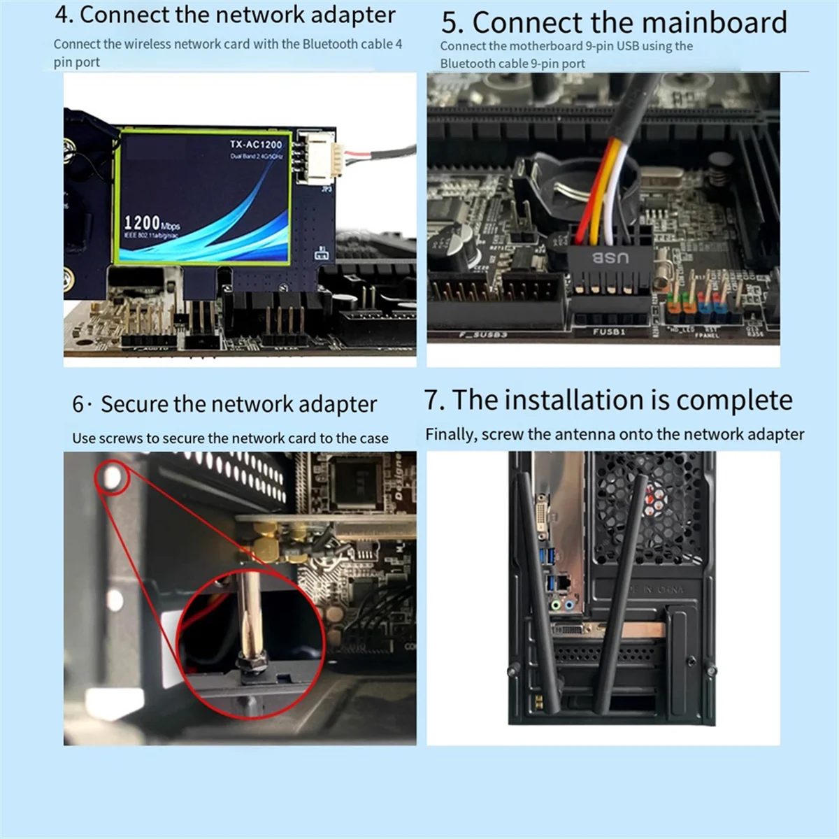 QCNFA765 WiFi6E WiFi بطاقة PCIE محول لاسلكي 5970M ثلاثي الموجات 2.4G/5G/6G BT5.2 802.11AX 10DB هوائي لـ Win10/Win11