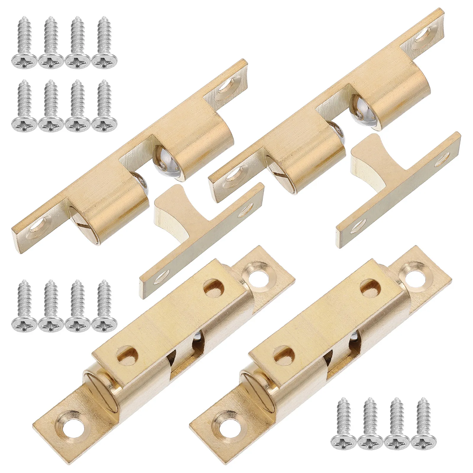 4Pcs Cabinet Door Ball Catch Double Ball Spring Tension Latch Solid Brass Hardware for Closet Wardrobe Pantry Furniture Locking