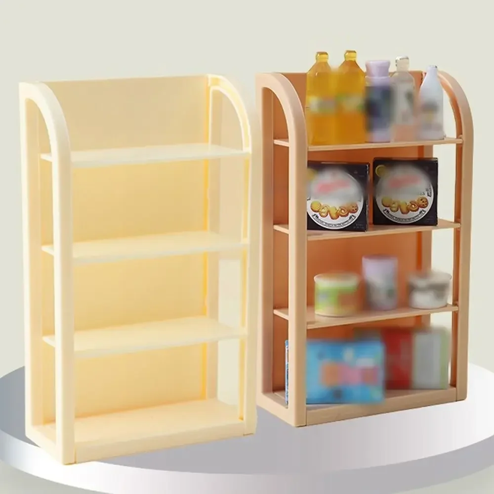 Trendy Simulation 1:12 Dollhouse Supermarket Shelves High Quality Mini Food Display Shelves Material Safety Doll House Furniture