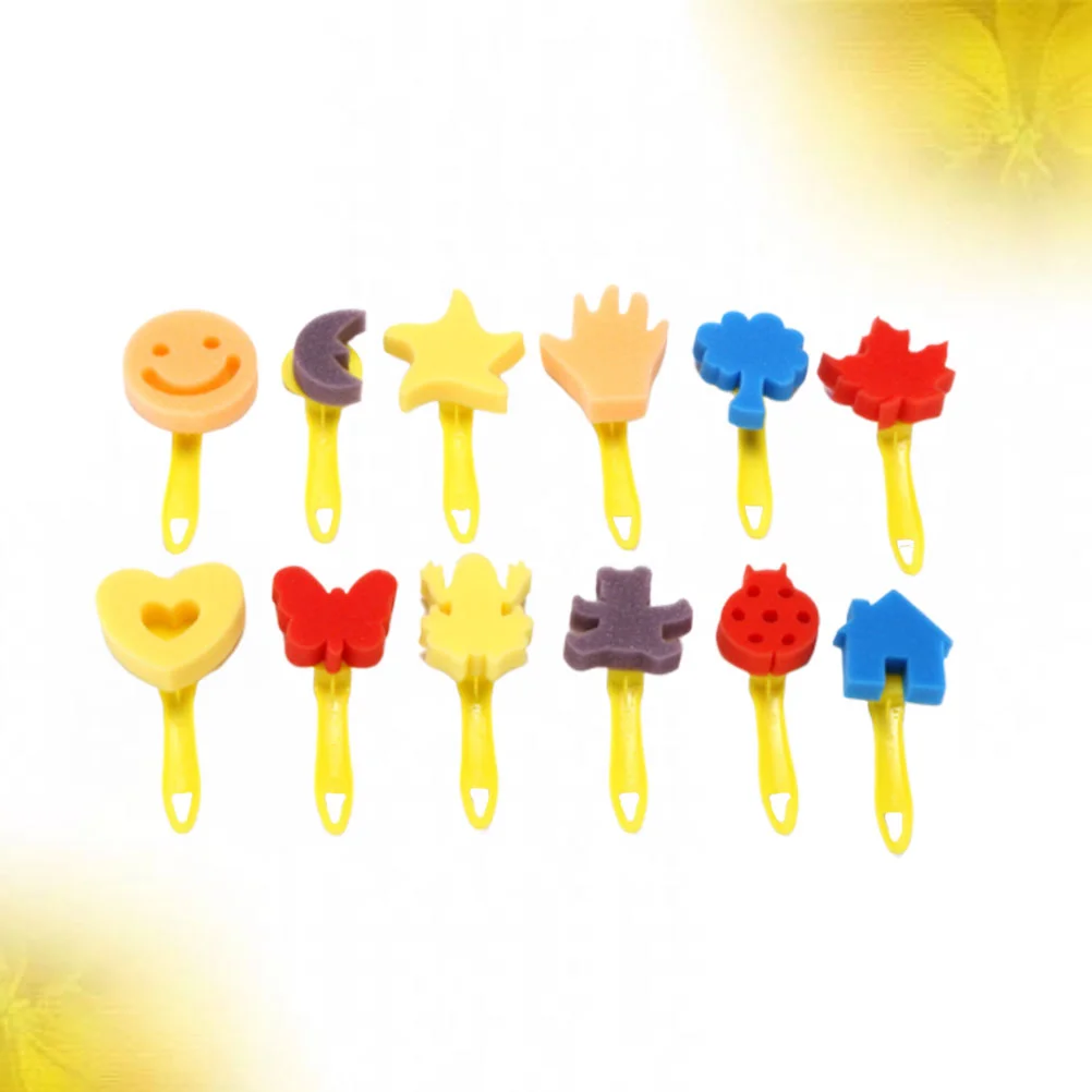 

12Pcs/Set DIY Use Sponge Brush Kindergarten Painting Tools Child Graffiti Supplies(Random Pattern)