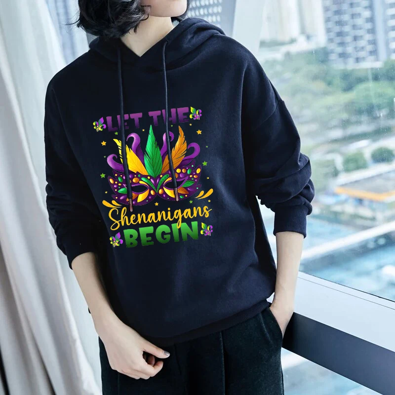 

Y2k Creative Mask Brazilian Carnival Pattern Printing Hoodies Gothic Fashion Long Sleeve Pullovers Classic Versatile Sweatshirts