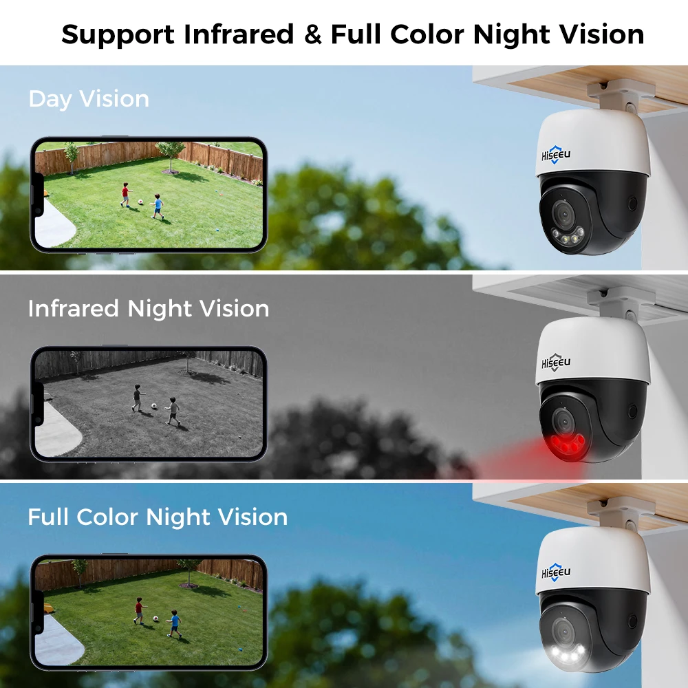 Hiseeu 4K PTZ POE IP Camera 5/8MP Bidirectional Voice Full-color Night Vision Waterproof  Onvif  Security CCTV Camera H.265