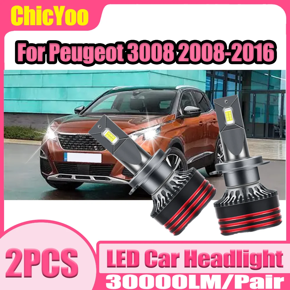 

2PCS 150W H7 Auto Headlamps Bulbs 30000LM LED Car Headlights 6000K White 12V Plug and Play CSP Chips For Peugeot 3008 2008-2016