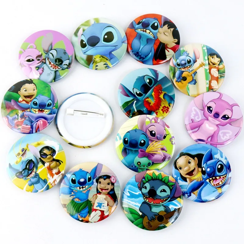 Disney Stitch Broochs Anime Action Figure Cute Toys Cartoon PVC Broochs Anime Merchandise Clothing Bag Decoration Children Gifts