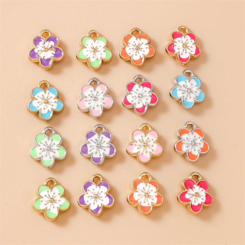 20 Stück gemischte bunte Emaille-Blumenanhänger für die Schmuckherstellung, Tropfenohrringe, Halsketten, Armbänder, DIY-Bastelzubehör – Detail 9