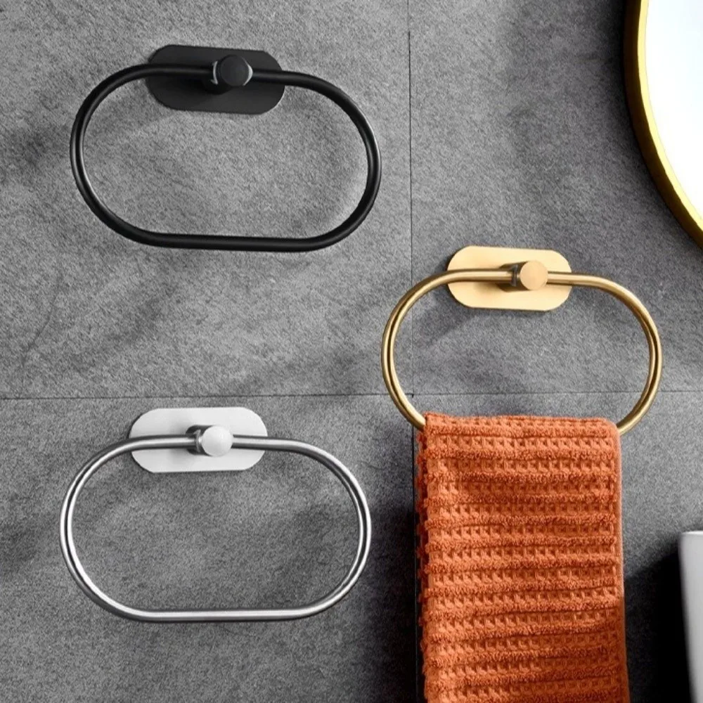 

Stainless Steel Towel Ring Hook Wall Mounted Heavy Duty Towel Hanger Ring Strong Adhesive Rustproof Self-adhesive Towel Holder