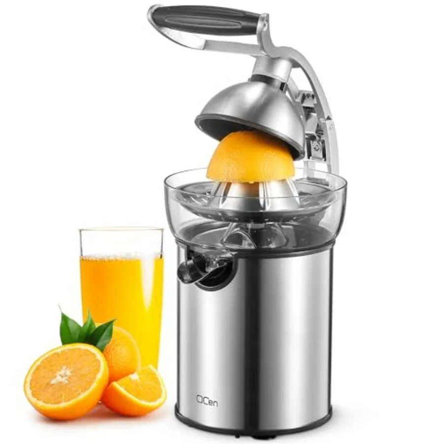 

Electric Citrus Juicer Squeezer for Orange Lemon and Limes with Rubber Handle Two Size Cones Anti-Drip Spout Easy to Clean and