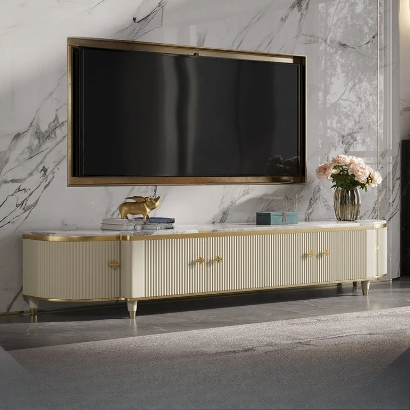 

Light luxury TV cabinet coffee table combination Furniture fashionable modern Italian high-end living room bedroom marble floot