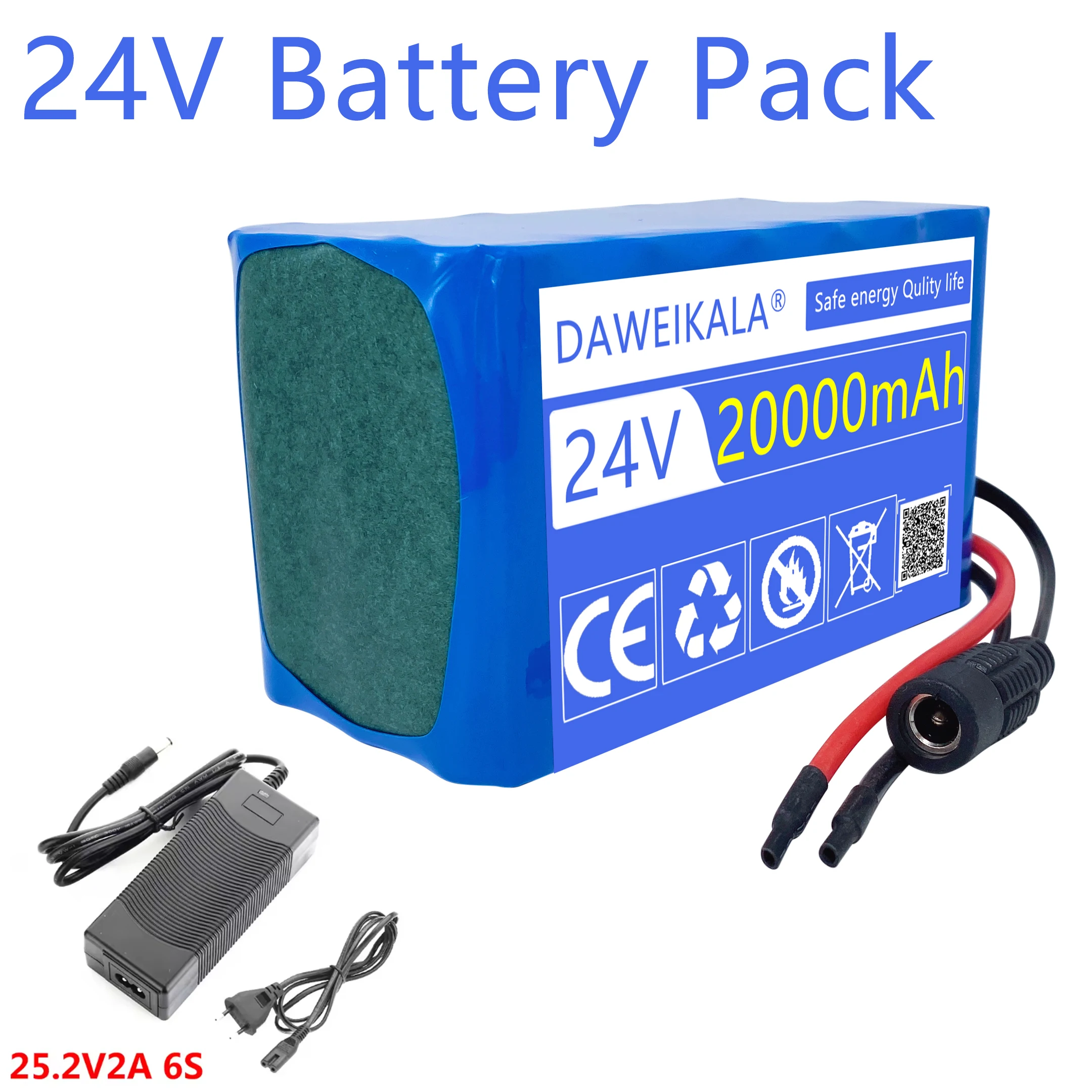 24V 20Ah Lithium-Ionen-Akku 6S2P 6S3P E-Bike Ersatzakku mit optionalem 25,2V 2A Ladegerät Wiederaufladbarer Leistungsakku