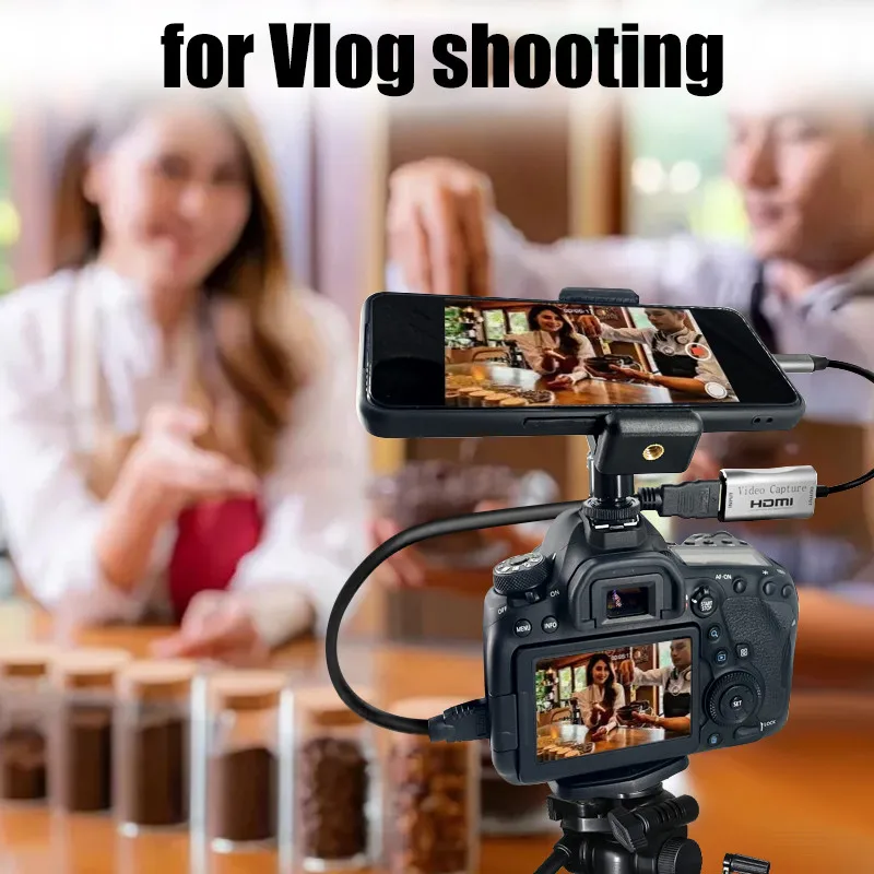 안드로이드 휴대폰 태블릿 카메라 모니터용 HDMI 어댑터, 비디오 캡처 카드 장치, DVD 카메라, 라이브 녹화, 브이로그, 유튜버, 영화 제작자용