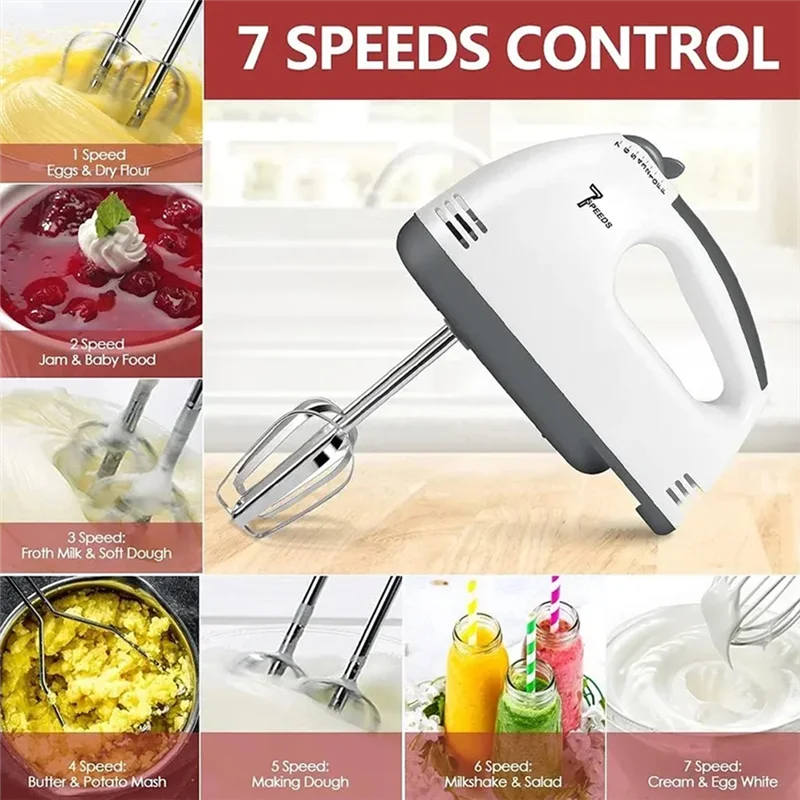 

Practical-Electric Hand Mixer Mixer Egg Beater Cream Mixer Dough Cake Pastry Food Processor