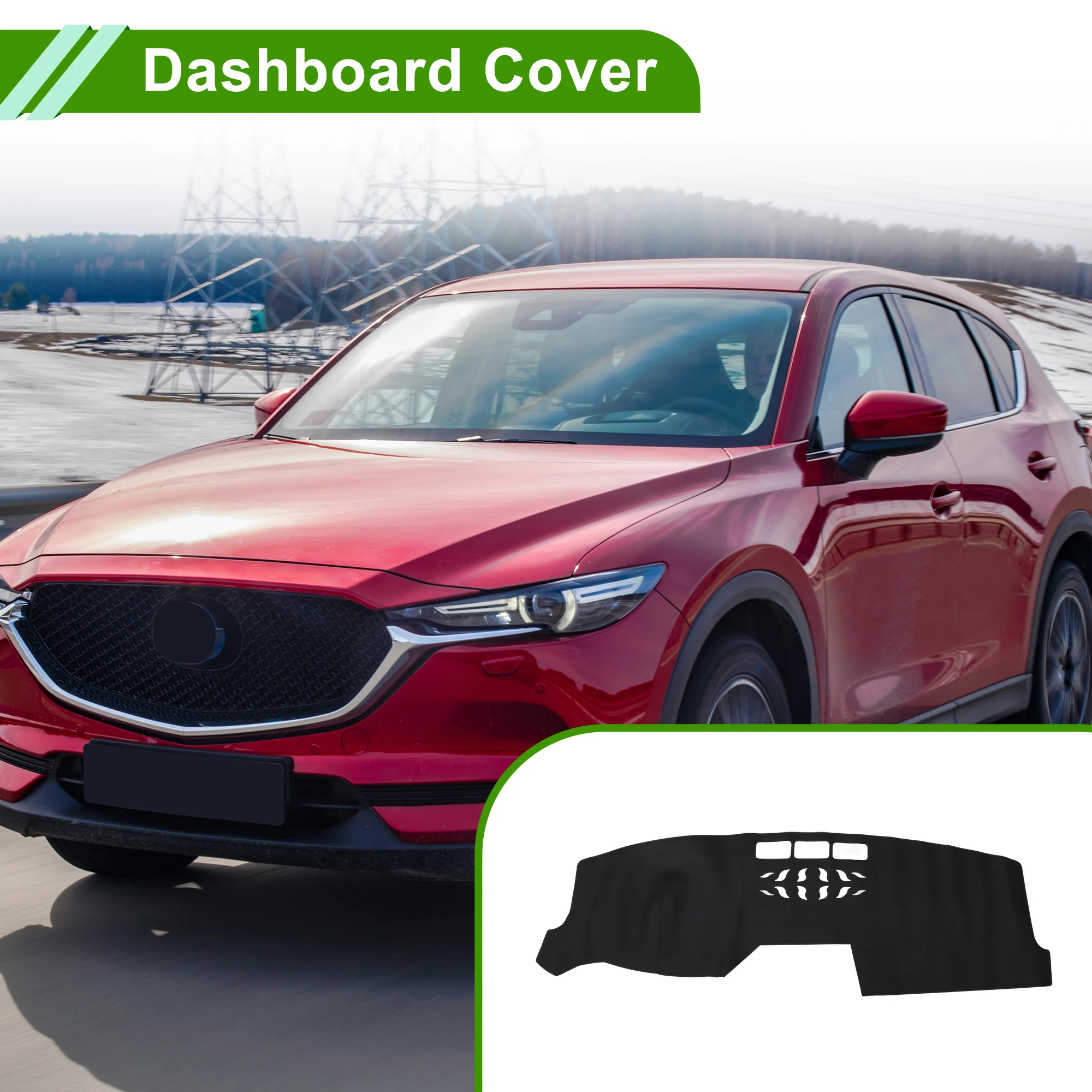 

Чехол на приборную панель UXCELL для Mazda CX-5 2017-2021 без HUD, из искусственной кожи, черный, 1 шт.