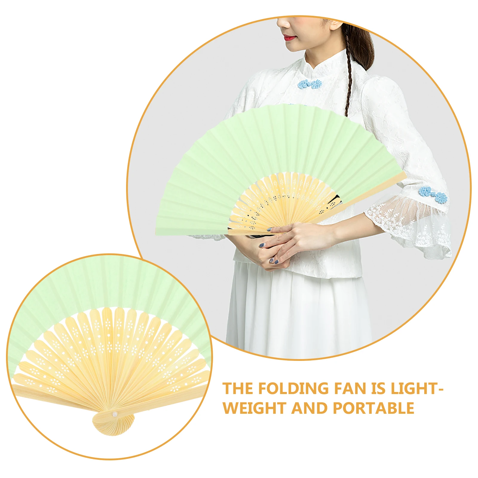 

6Pcs Chinese Folding Fans Vintage Design Handheld Lightweight Party Wedding Decor Gift Fans for Wedding Guests