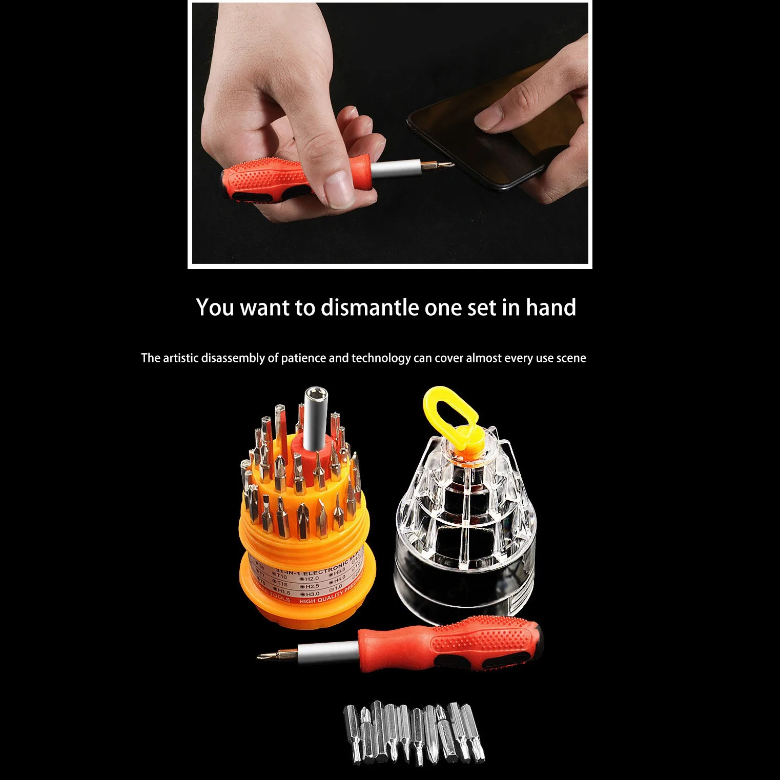 31-In-1 Mini Household Hand Tool Set Screwdriver Kit with the Plastic Storage Box perfect for Home Use and Car Repairing