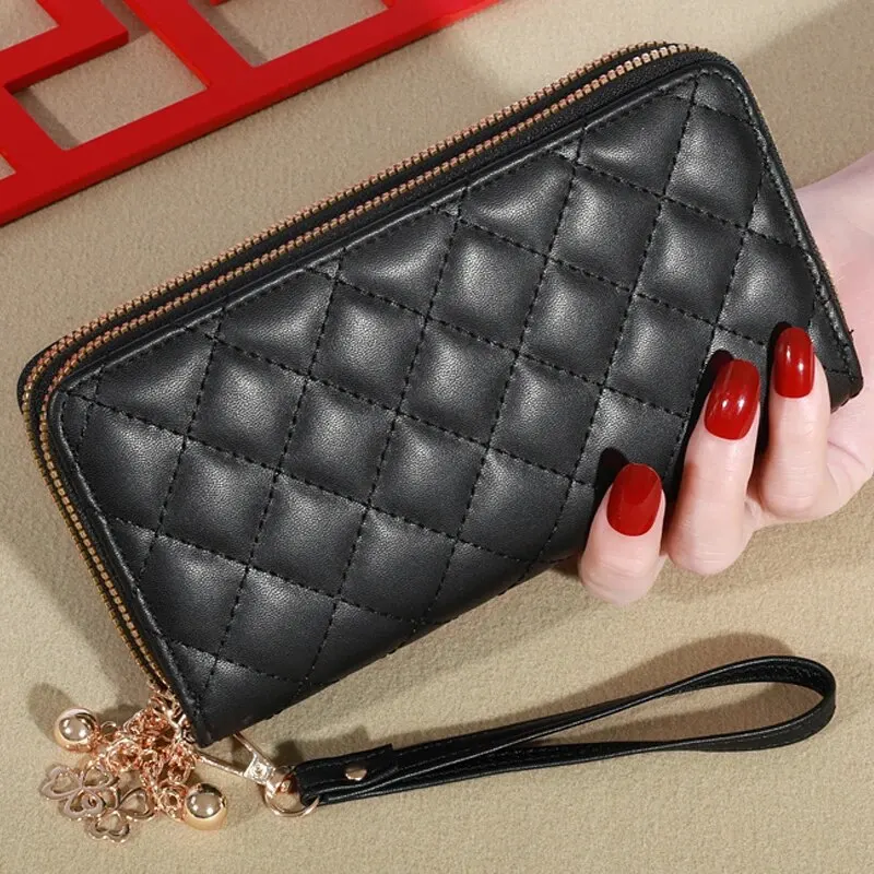 Long Women Wallet Purses Tassel Coin Holder_arge Capacity Double Zipper Pu LeatherCard Multilayer Storage Moneyclip Clutch Bag