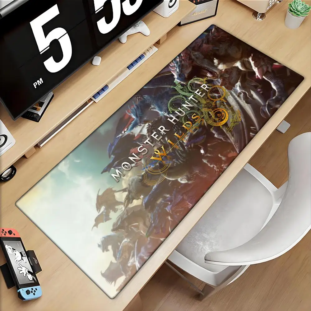 

MousePad Game Monster Hunter Wilds Mouse Pad Office Desk Pad Computer Gaming Accessories Stitch Edge Natural Rubber Keyboard Mat