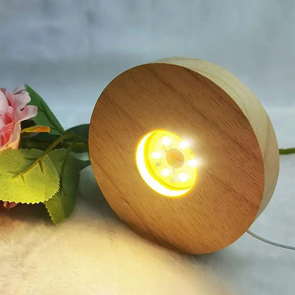 Figure Display Stand Minimalistic Night Light 3 Colors USB Port 1.2W Illumination Oak DIY Wood Lamp Base