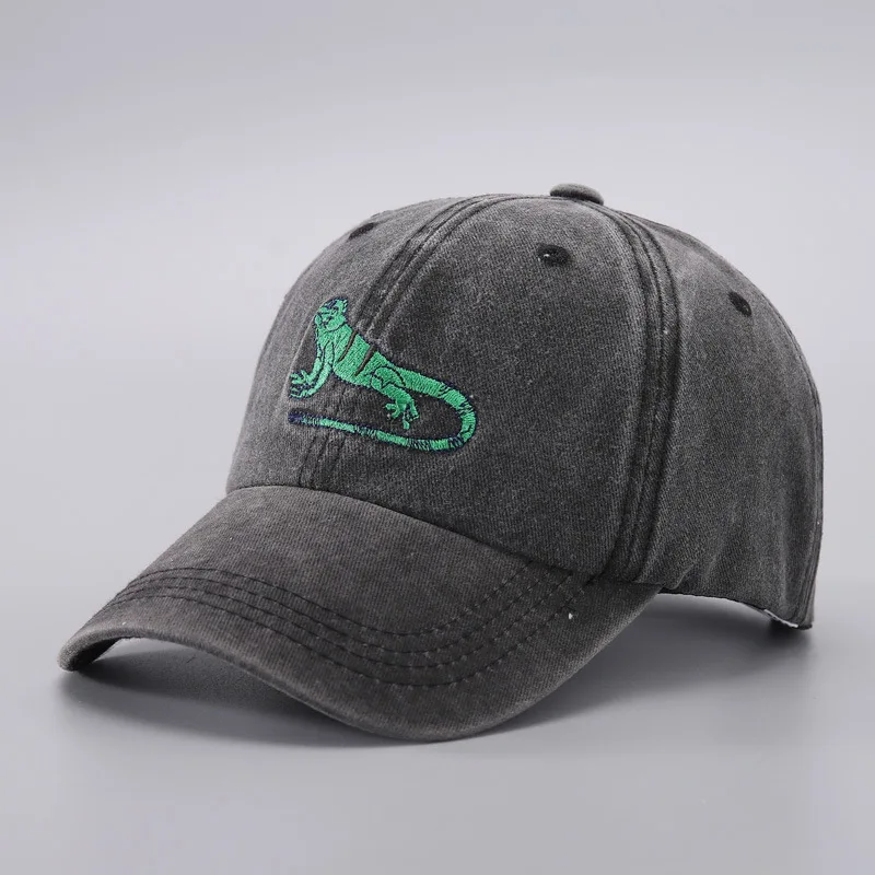 

Amazon Lizard Embroidered Baseball Hat with Adjustable Personalized Retro Washed Curved Eaves, Suitable for Men and Women