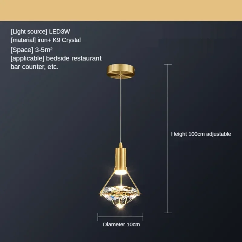Modern Gold LED Crystal Ceiling Chandelier for Kitchen Island Living Room Bedroom - Energy-Efficient Lighting Fixture