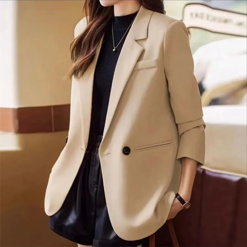 Suit Jackets Women Clothing Blazer Spring Autumn Coat Korean Chic Long Sleeve Tailored Buttons Solid Coats New 2025