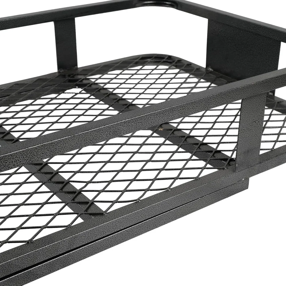 

60"20"6"Folding Trailer Hitch Mount Cargo Carrier,500LBS Anti-Rust Luggage Rack Basket Roof Rack Car Storage,Straps,Fits 2Fits2”