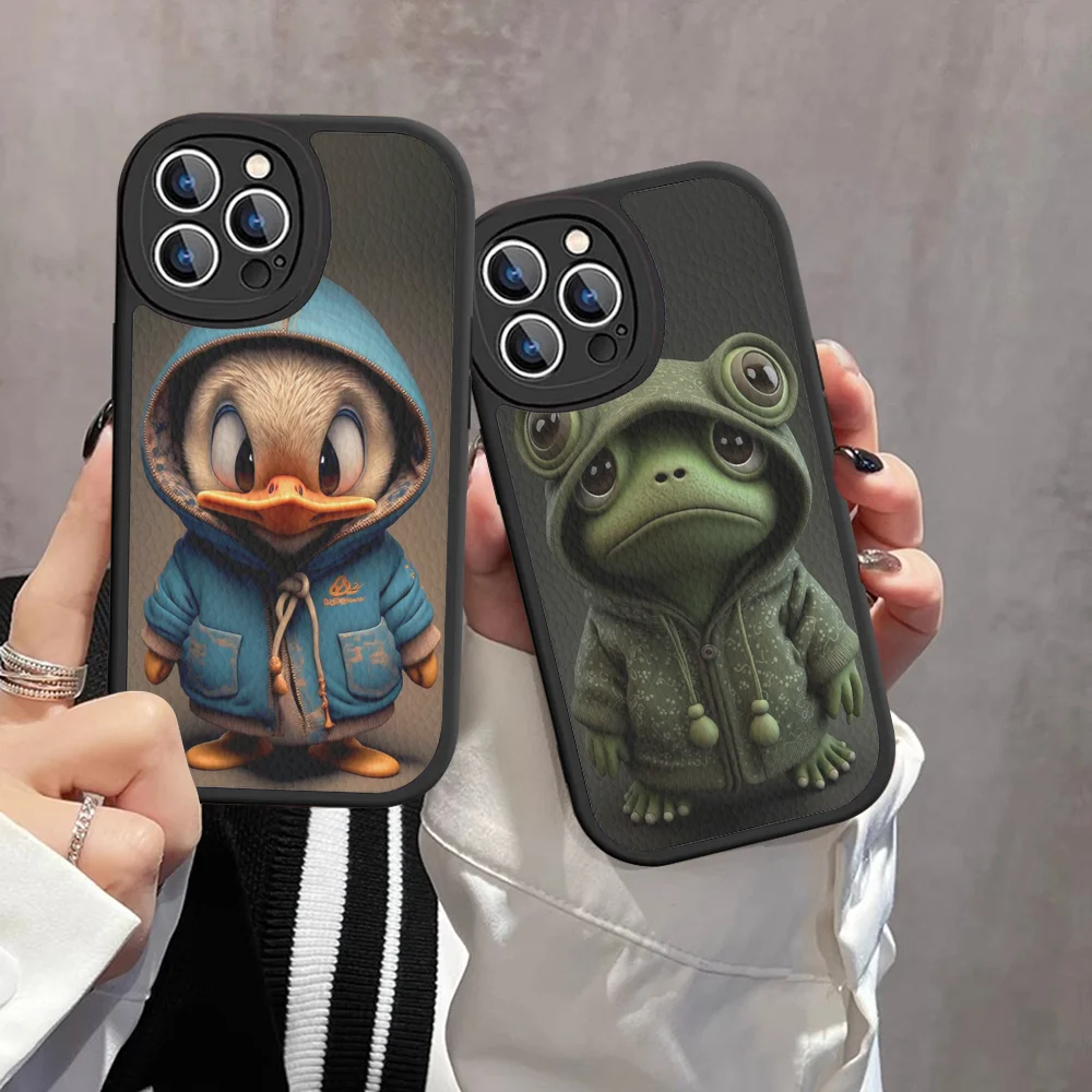 

Monkey Frog Cow Bird Cat Animal Phone Case Hard Leather For IPhone 16 15 14 13 12 Mini 11 14 Pro Max Xs X Xr 7 8 Plus Fundas