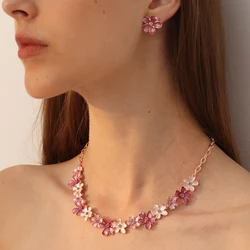 Cring Coco Trendy Necklace Earrings Sets Fashion Flower shape Zinc Alloy Necklaces Earring Set Ladies Fashion Jewelry 2023
