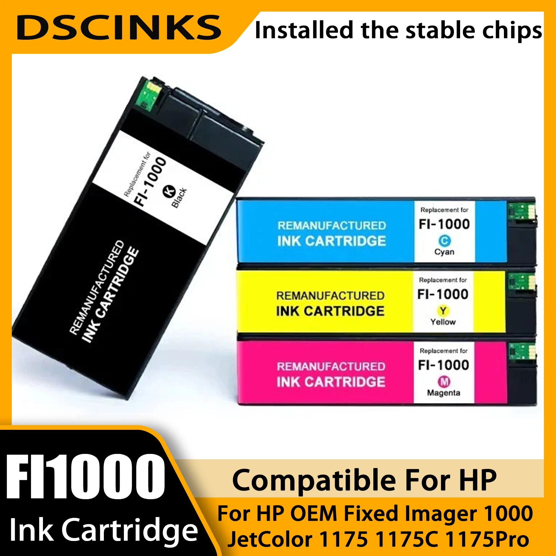 

FI1000 For HP OEM Fixed Imager 1000 FI-1000 Compatible Ink Cartridge For HP JetColor 1175 1175C 1175Pro Printer Ink With Chip