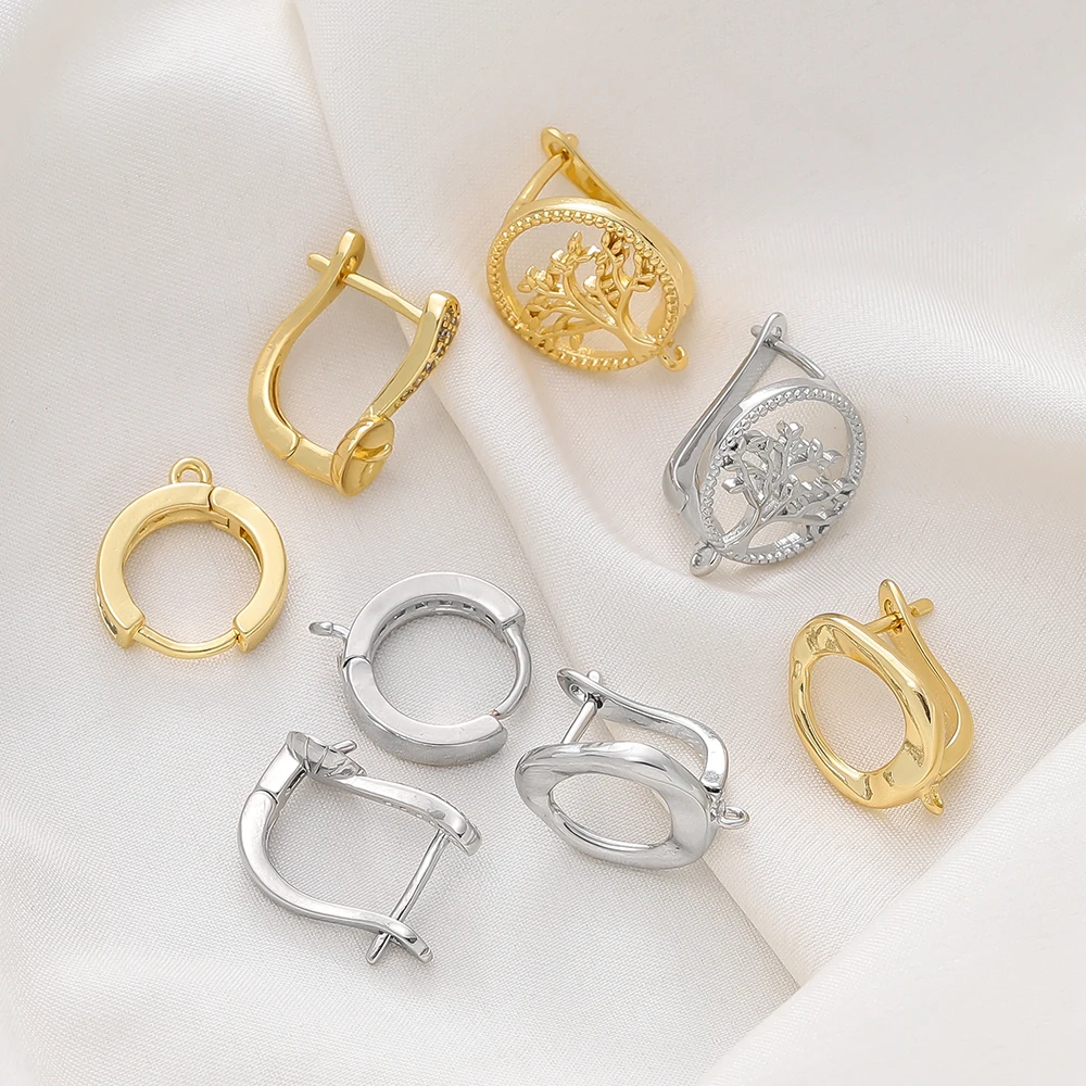 

2pcs/pack Various Shape 18K Gold Color Plated Metal Copper Earring Hook Clasps For Women Earrings Jewelry Making Accessories